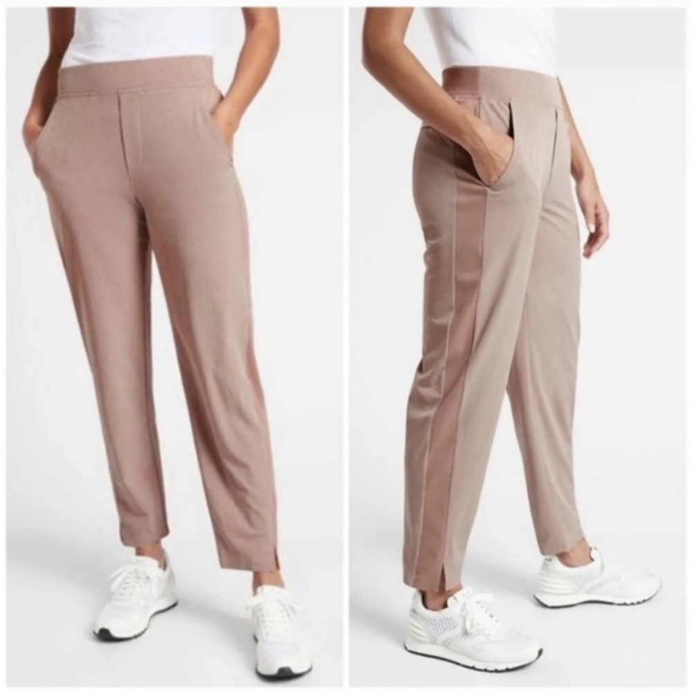 Athleta Brooklyn Textured Ankle Pant Grain Camo Mocha Latte Size 6
